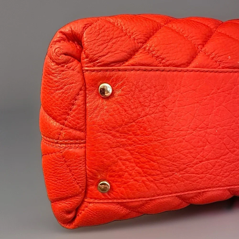 Kate Spade Gold Coast Georgina Quilted Leather Bag Maraschino Cherry Red EXC